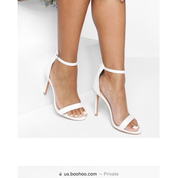 Boohoo, Barely There Basic 2 Part Heels; 3.25inch heel; Color: White - Picture 1 of 3